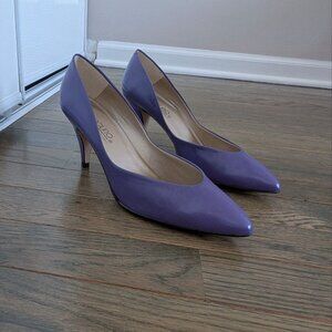 Vintage Bandolino Purple Leather Pumps Made In Italy Size 8,5 3" Heels Estate